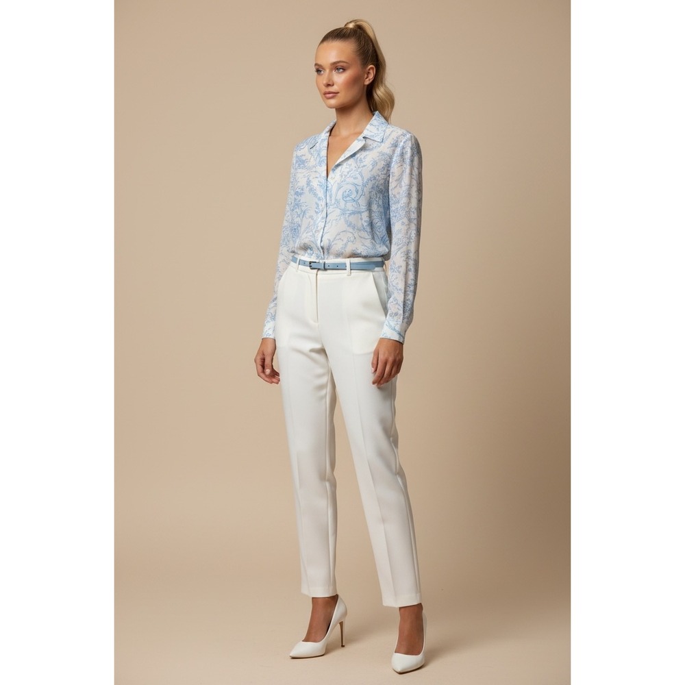 NEW Vintage Linda Lundstrom Blue White Toile Print Button Up Blouse Size 10 Tops